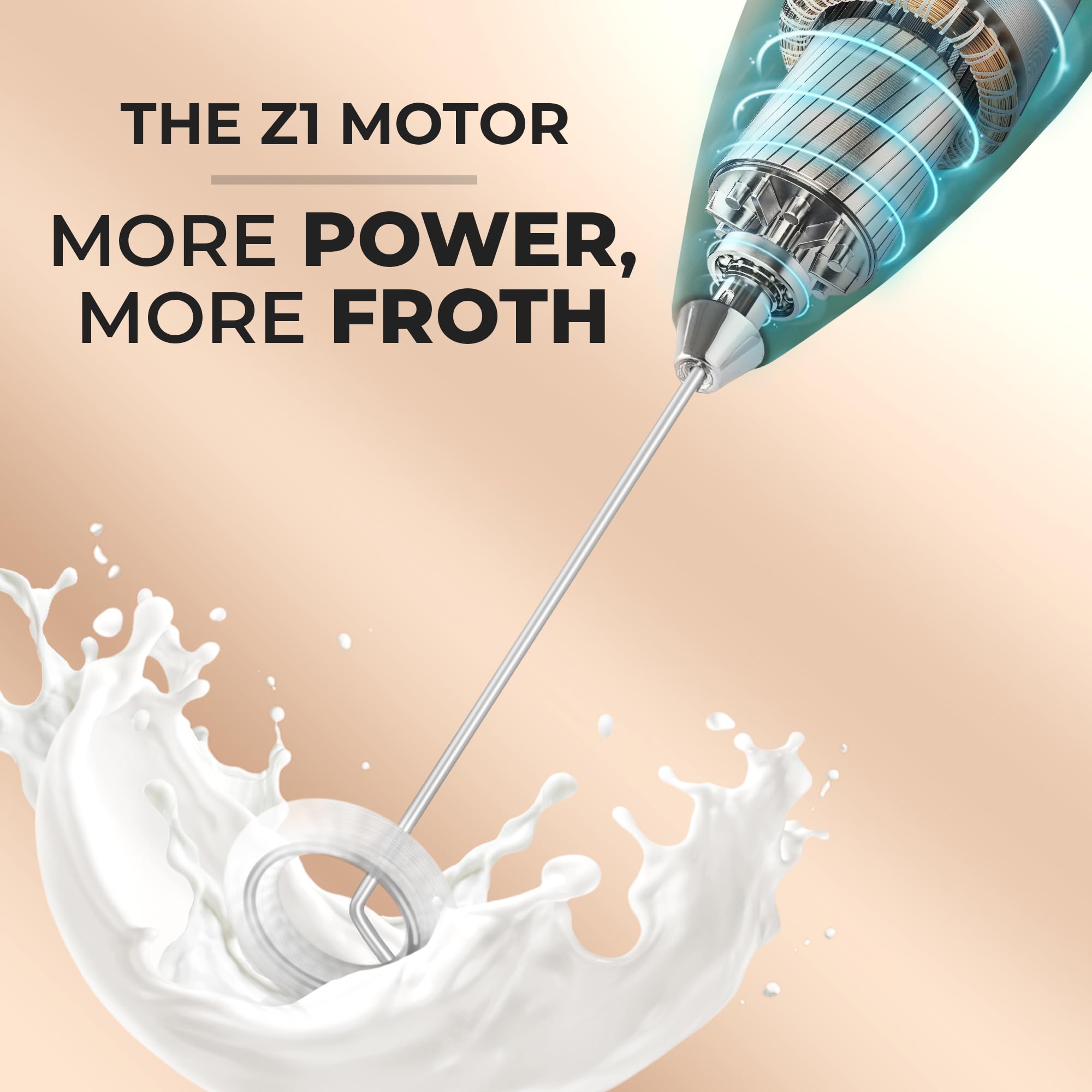 Mini & Mighty Milk Frother Wand – Powerful Handheld Coffee Frother, Battery Operated Drink Mixer – Compact Pocket Size – Detachable Whisk for Latte, Cappuccino, Matcha, Hot Chocolate