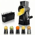ChinKc Upgrade Rotary Cheese Grater Shredder with Handle, Strong Suction Base, Multi-purpose Rotary Grater Slicer with 5 Interchangeable Blades for Ice, Vegetables, Fruit, Nuts with Blade Storage Box