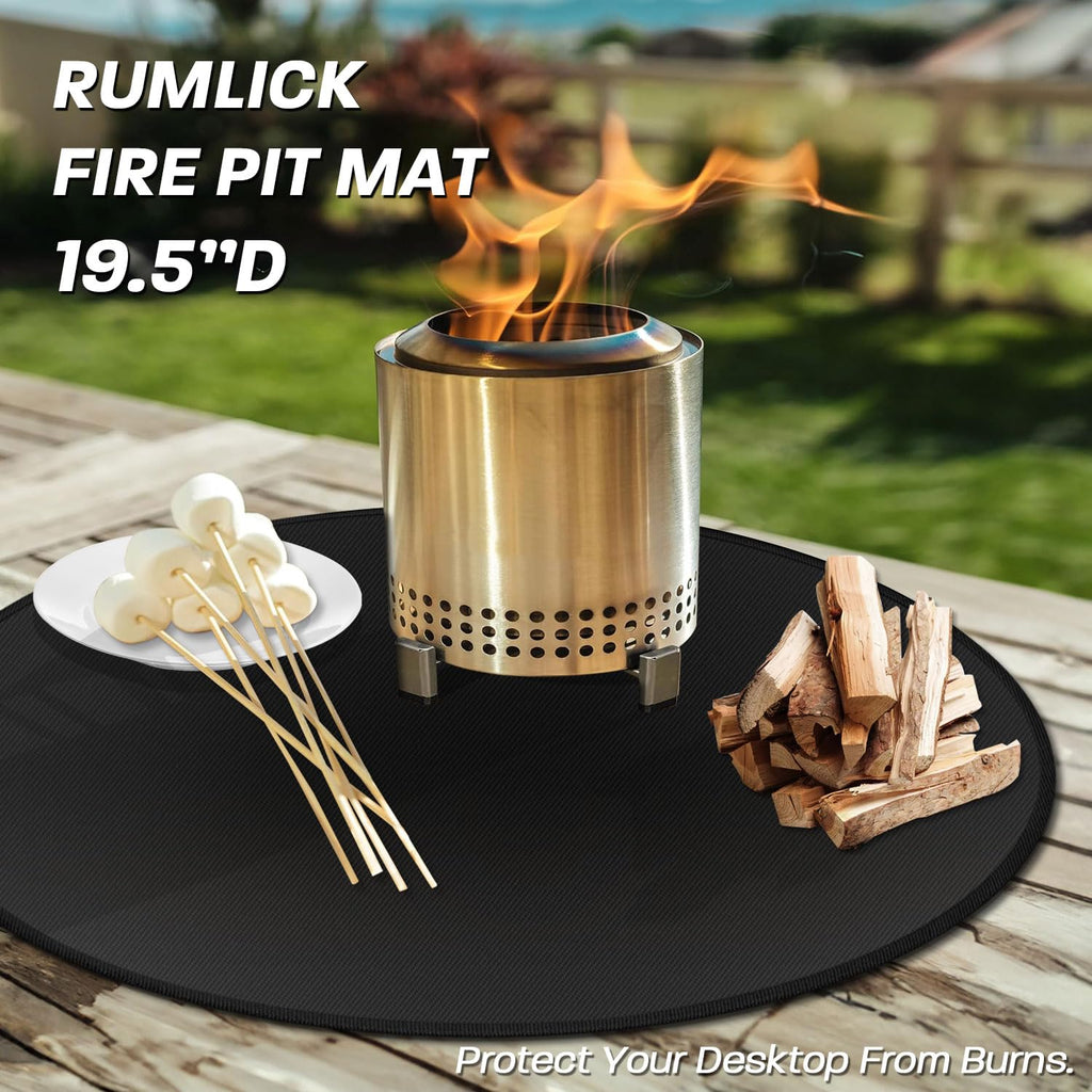 rumlick 19.5" Fire Pit Mat for Solo Stove Mesa, Oil and Waterproof Round Tabletop Under Fire Pit Mat, Portable Camping Stove Mat for Solo Stove Accessories