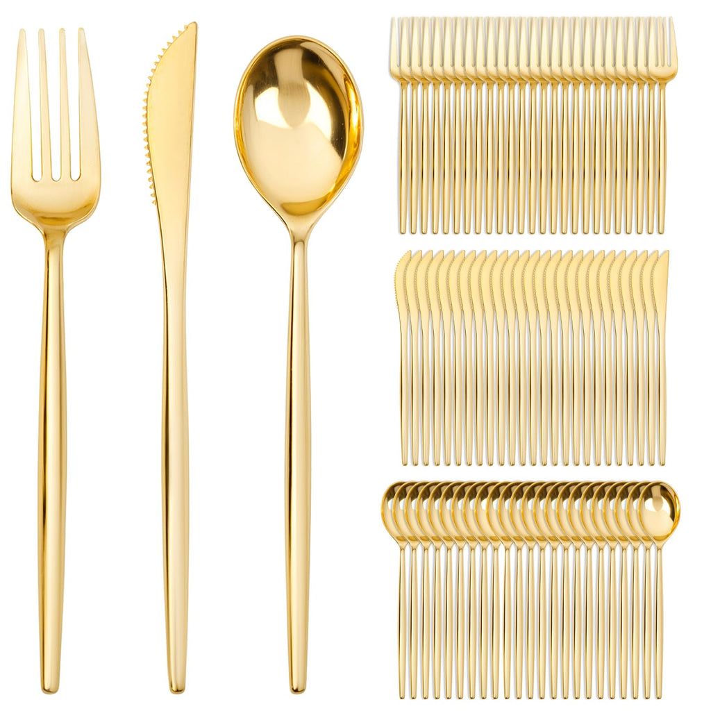 SUT 300PCS Silver Cutlery Set, Heavy Duty Disposable Utensils Include 100 Forks, 100 Spoons and 100 Knives, Premium Flatware for Party, Wedding, Birthday and Catering Events