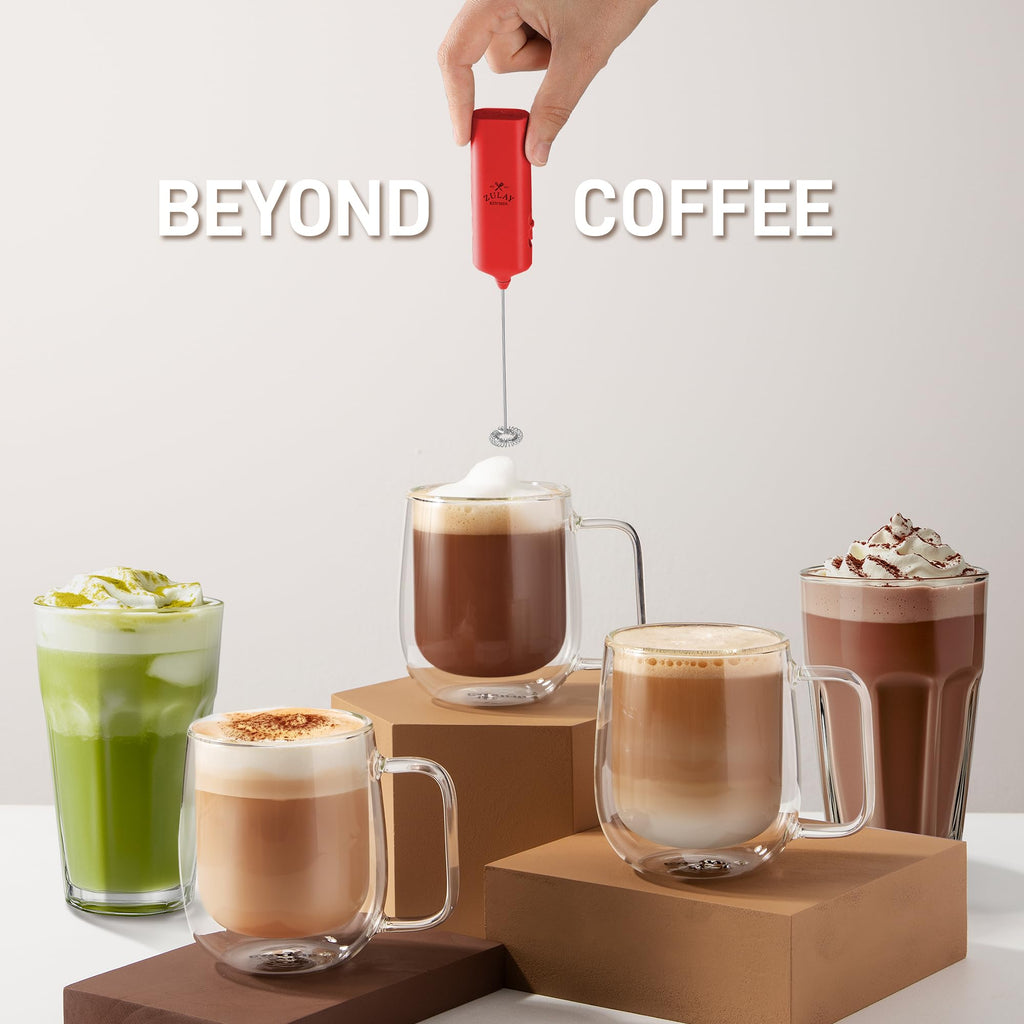 Mini & Mighty Milk Frother Wand – Powerful Handheld Coffee Frother, Battery Operated Drink Mixer – Compact Pocket Size – Detachable Whisk for Latte, Cappuccino, Matcha, Hot Chocolate