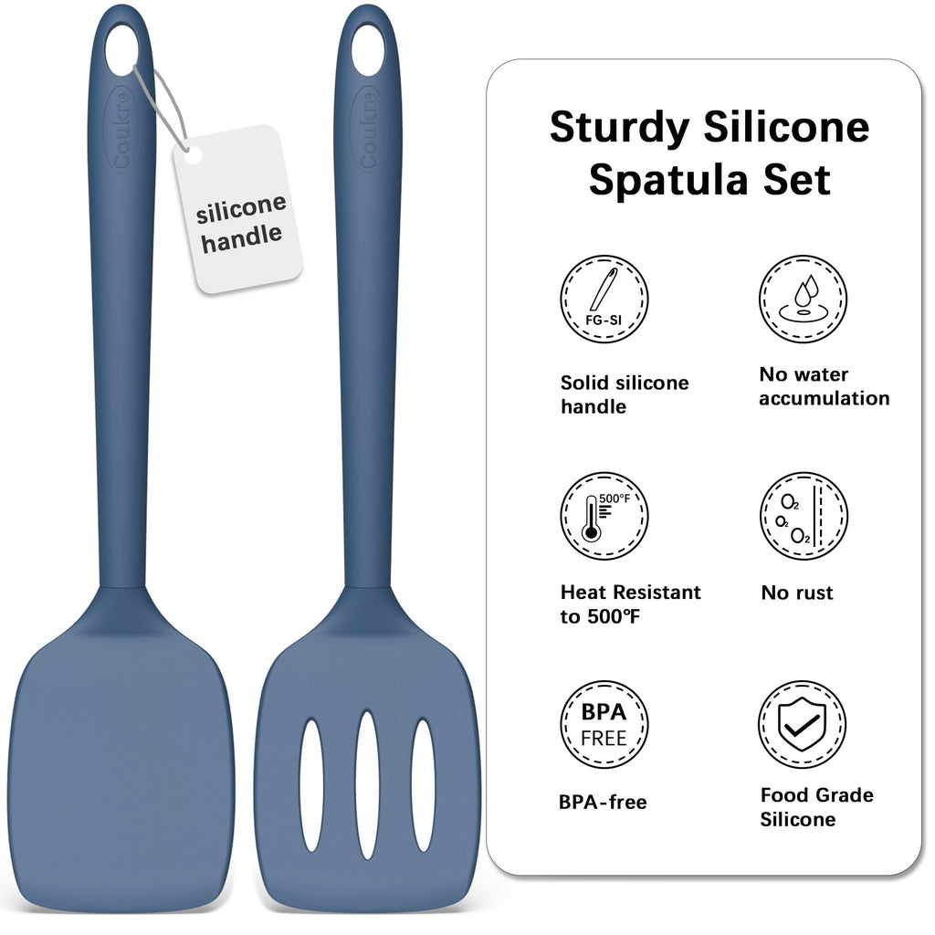 Coukre 2 Pack Silicone Spatula Set,High Heat Resistant, BPA-Free