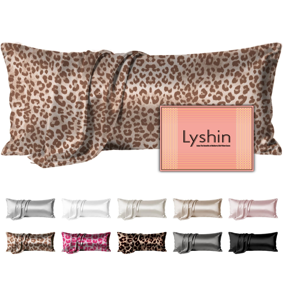 LYSHIN Silk Body Pillow Case with Zipper, Body Pillow Pillowcase, Pink