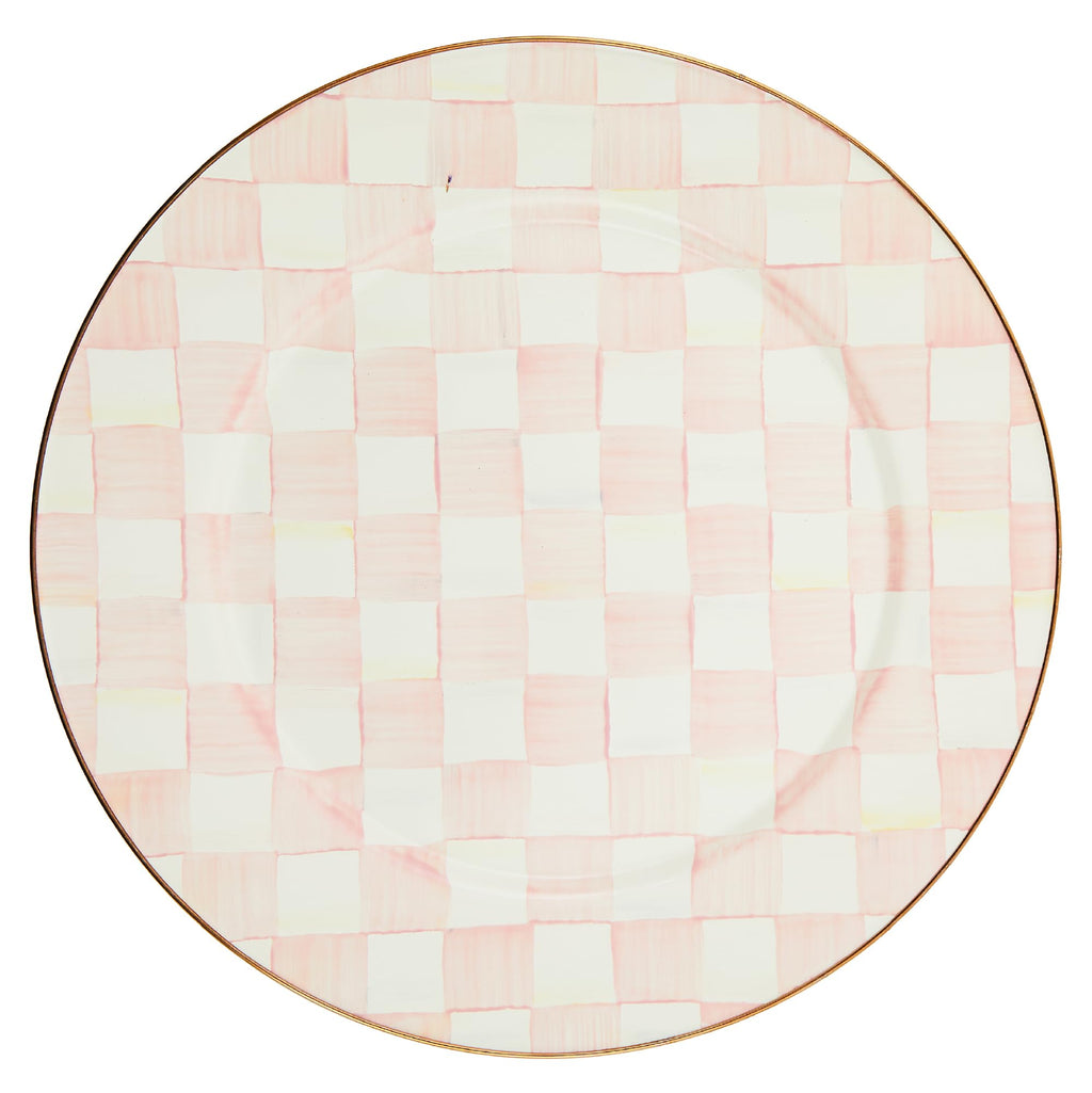 MACKENZIE-CHILDS Enamel Serving Platter, Pink-and-White Rosy Check