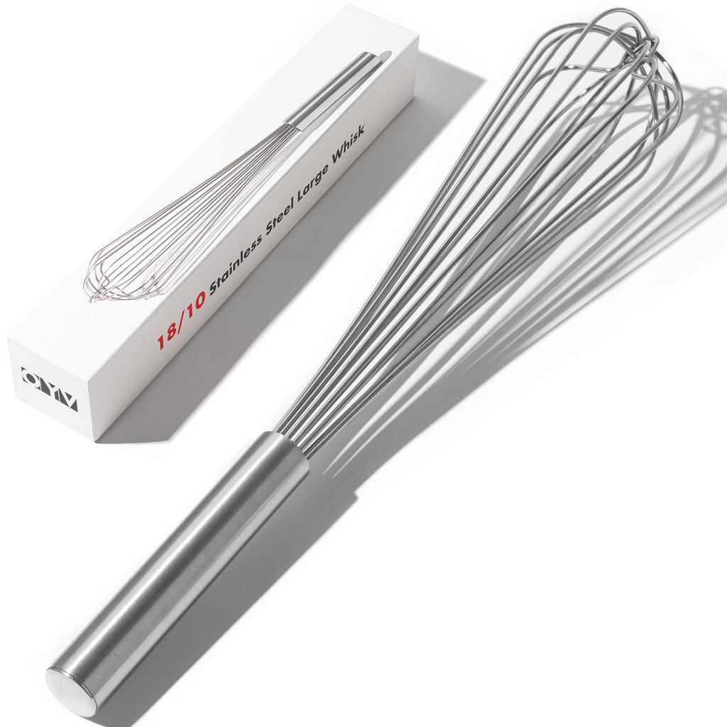 OYV 18/10 Stainless Steel Whisk, Ergonomic Handle, Dishwasher Safe Metal Whisk, Professional Wisk for Kitchen Cooking, Perfect for Blending, Whisking, Baking, and Beating, 10-Inch Wire Wisk