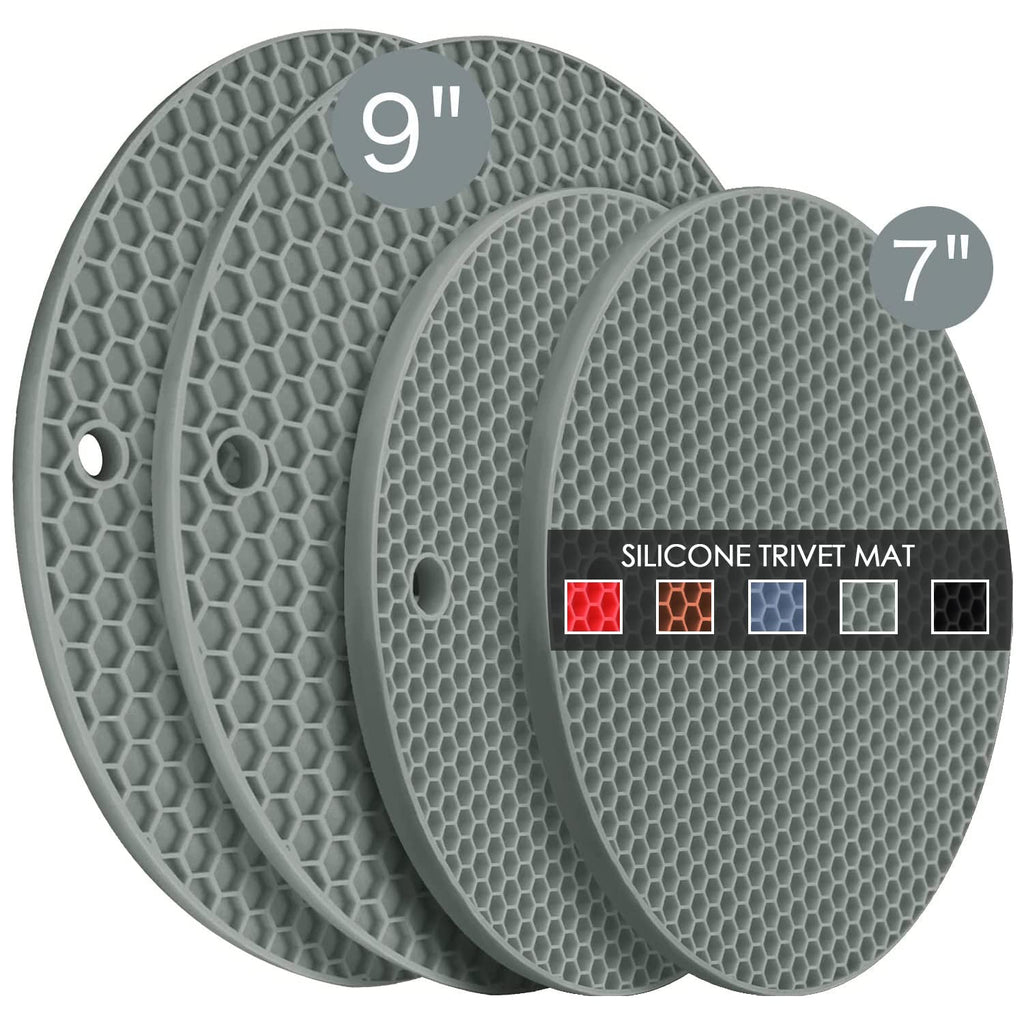 Silicone Trivets for Hot Pots and Pans, 3 Pack Heat Resistant Pot Holders for kitchen Large Silicone Trivet Mat for Hot Dishes, Black Hot Pads for Kitchen Counter, Hot Mats Spoon Rest, 9 * 12 Inches