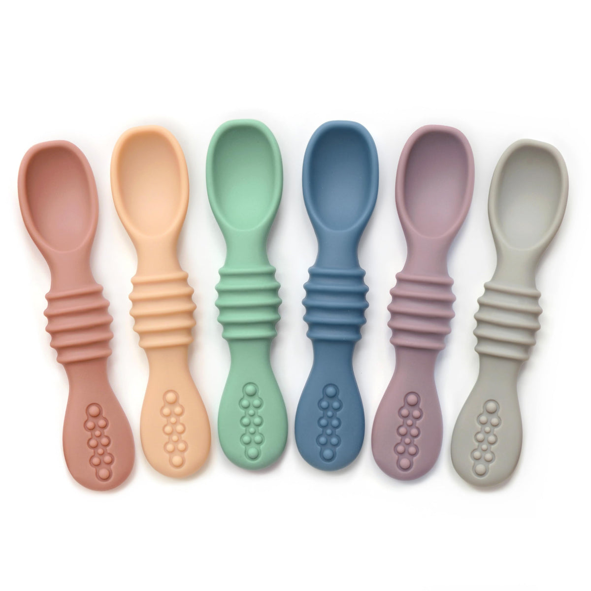 PrimaStella Silicone Chew Spoon Set for Babies and Toddlers | Safety Tested | BPA Free | Baby Spoon 6 Pack