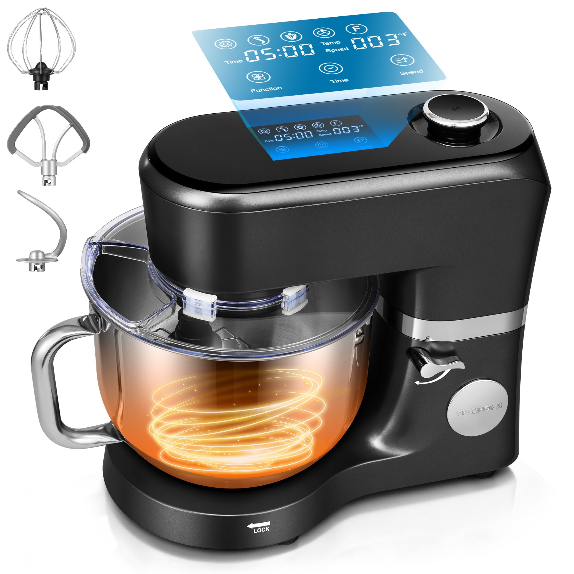 VIVOHOME Stand Mixer with Dough Proofing, 6-Quart Tilt-Head Mixer, Black