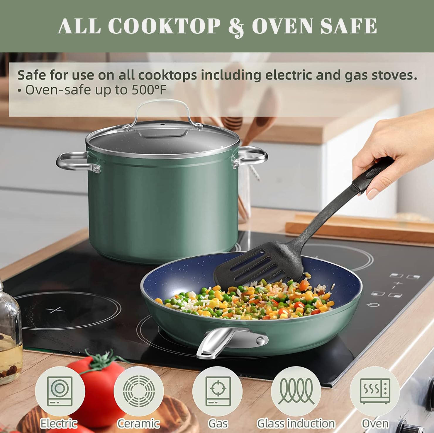 Nuwave Healthy Duralon Blue Ceramic Nonstick Coated 9pc Cookware Set
