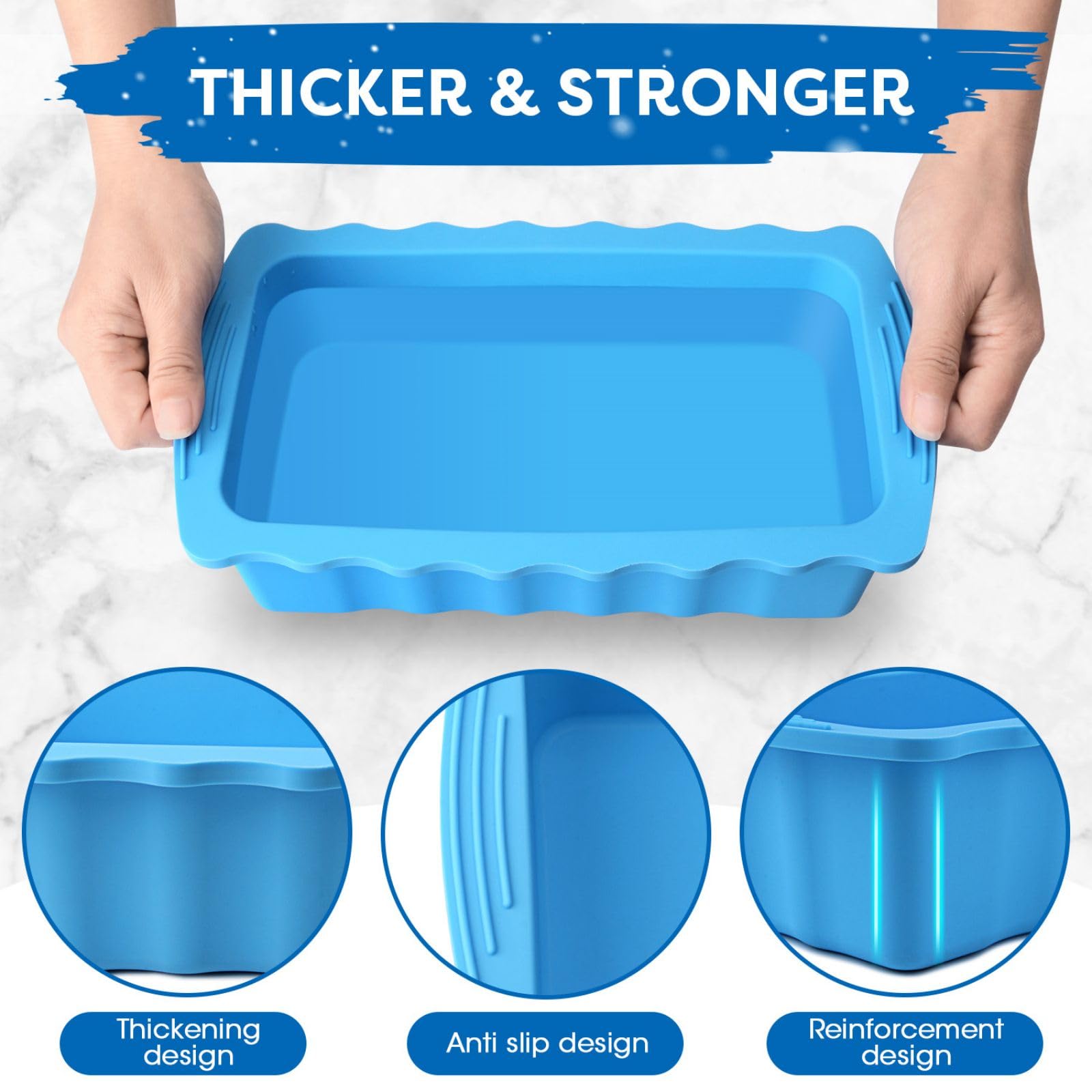 Haldane 5PC Extra Large Ice Block Mold 15LB Ice Cube Bricks Maker Molds for Cold Plunge/Coolers, Reusable Ice Bath Water Chiller, Thick Silicone Ice Bath Accessories Blue