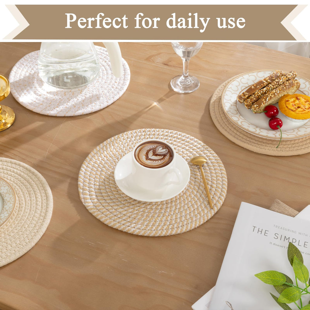 SHACOS 10 Inches Trivets for Hot Dishes, 4 Pieces Cotton Trivets Mats