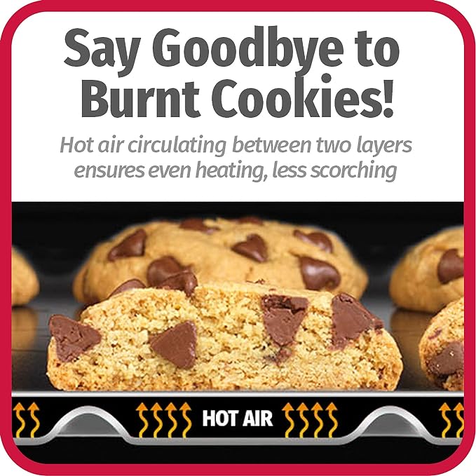 GoodCook AirPerfect Non-Stick Air Insulated 16” x 14” Cookie Sheet - Carbon Steel Cooking Pans, No Burn Insulation Bakeware, Cookie Sheets for Baking, Oven Pan Set