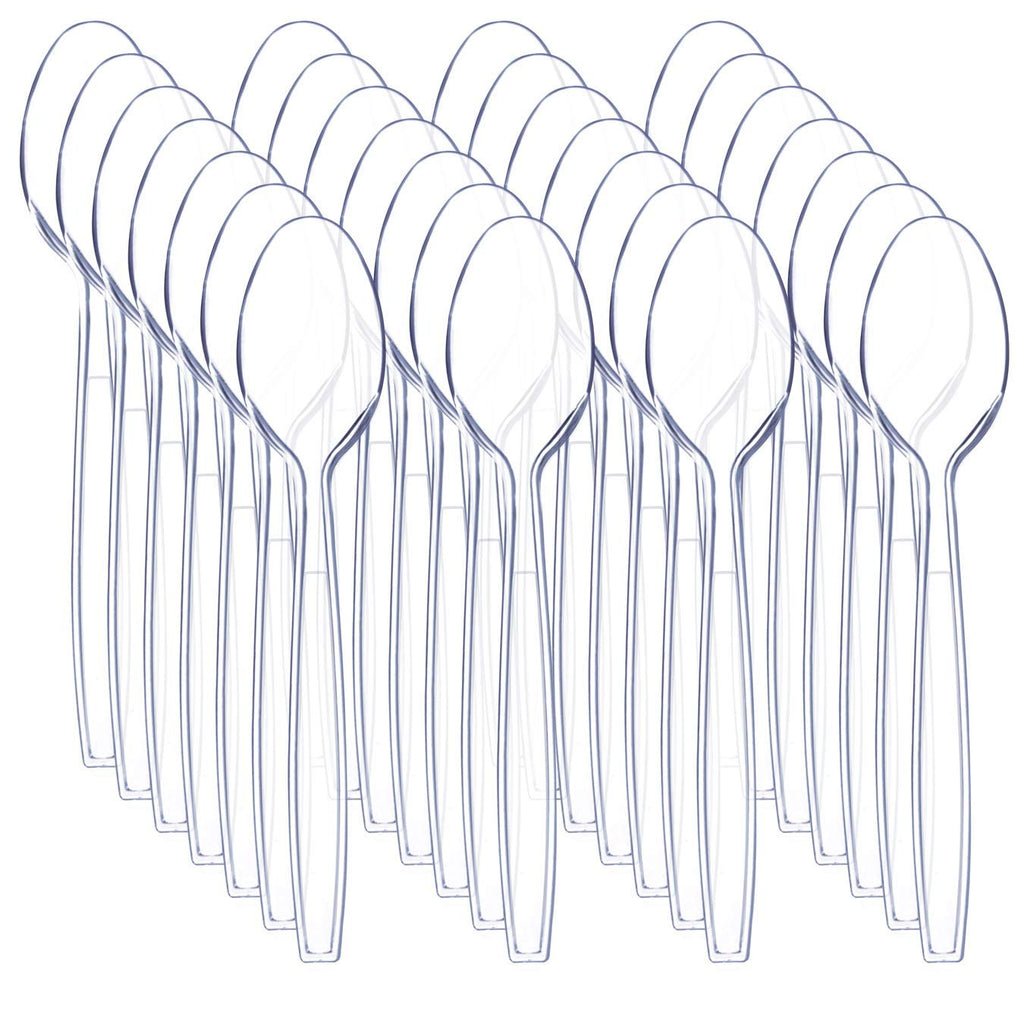 Liacere 360 Pieces Clear Plastic Spoons - Heavyweight Disposable Spoons-6.7inch Heavy Duty clear Cutlery - Plastic Utensils - Perfect for Chrismas Parties and Restaurants for Spring