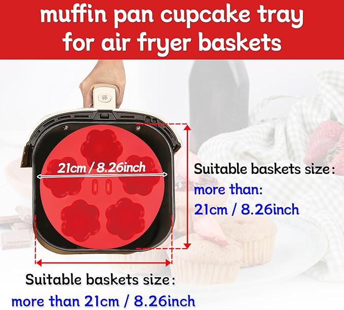 ZONBBEE Silicone Air Fryer Muffin Pan Egg Bite Mold for Oven Baking,1 pcs With 100bags Mini Muffin Tins Cups Cake Pan Tray for Air Fryer Liners Basket Accessories Baking Muffin Cakes Pancake Quiche