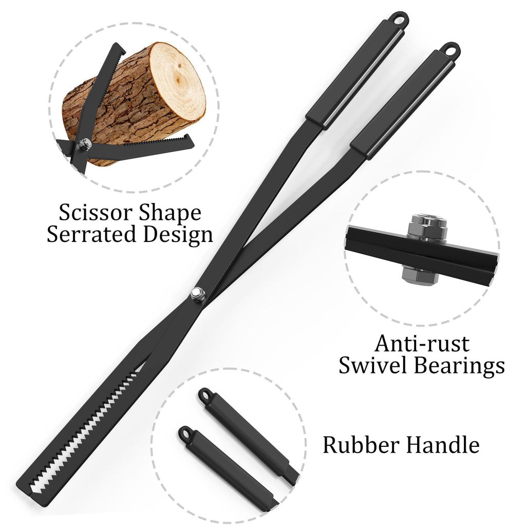 Tredre Fire Tongs and Fire Poker Set, Manganese Steel Fire Pit Tools for Outside, Heavy Duty Fireplace Tongs Log Grabber for Campfire, Wood Stove, Rust-Resistant Firewood Tong Set