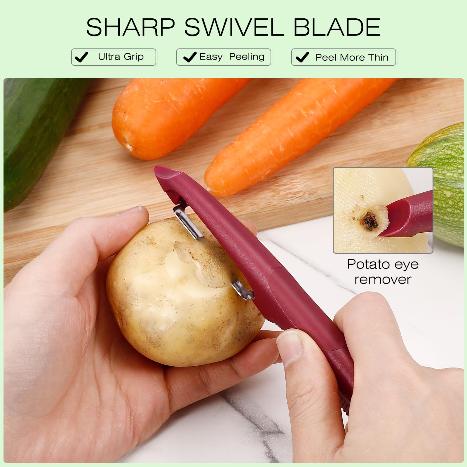 Senbowe Upgrade Potato Peeler for Kitchen, 6PCS Stainless Steel Vegetable Peeler, I and Y Veggie Food Peeler for Apple Fruit Carrot Zucchini Cucumber,Good Grip Makes Peeling Very Easy