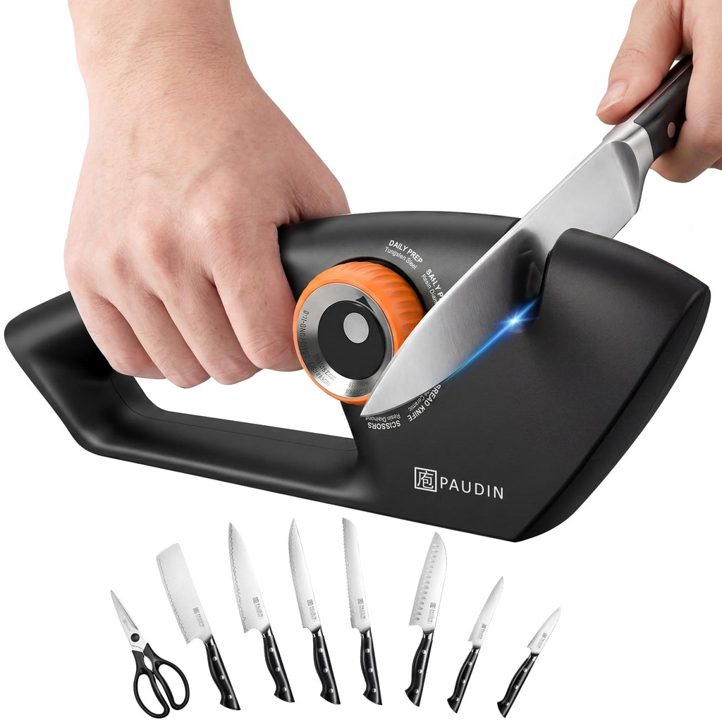 PAUDIN Knife Sharpener, 5-Stage Manual Sharpening for Kitchen Knives