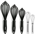 Anaeat Silicone Balloon Whisk, Perfect for Non-Stick Cookware, Milk and Egg Beater Blender, Heat Resistant Kitchen Whisks for Whisking, Cooking, Baking, Beating, Frothing & Stirring (Black)