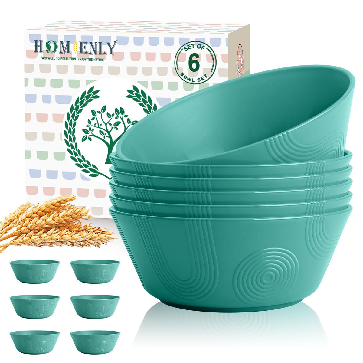 Homienly Wheat Straw Dipping Bowls Set of 6, 4.5oz Small Dessert Bowls, Unbreakable Dip Bowls & Sauce Bowls, Small Bowls for Dips, Mini Prep Small Bowl for Soy Sauce & Sides, 6 Color