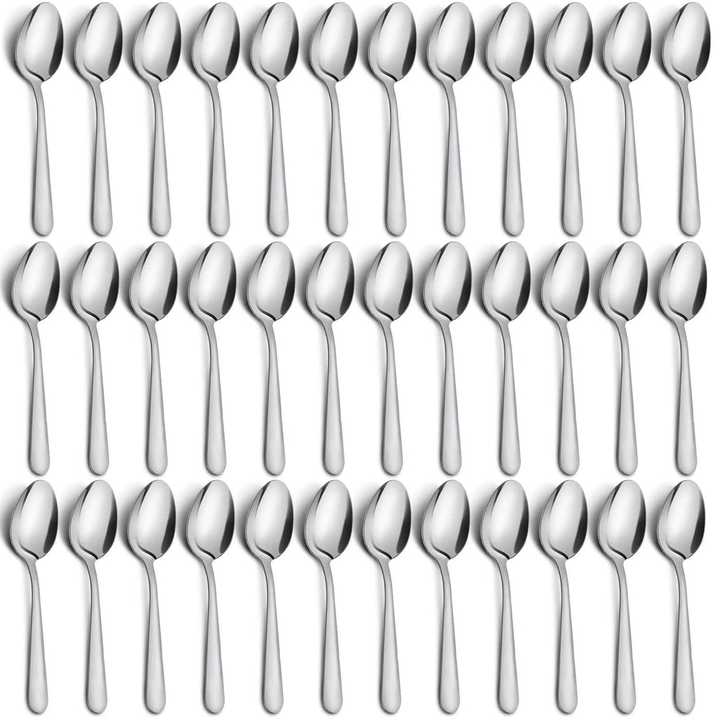 Funnydin 36-Piece Tea Spoons Set - 5.9" Stainless Steel Tea Spoon Silverware, Durable Small Spoons, Cost-effective Teaspoon Set of 36 for Home Kitchen Restaurant - Mirror Polished, Dishwasher Safe