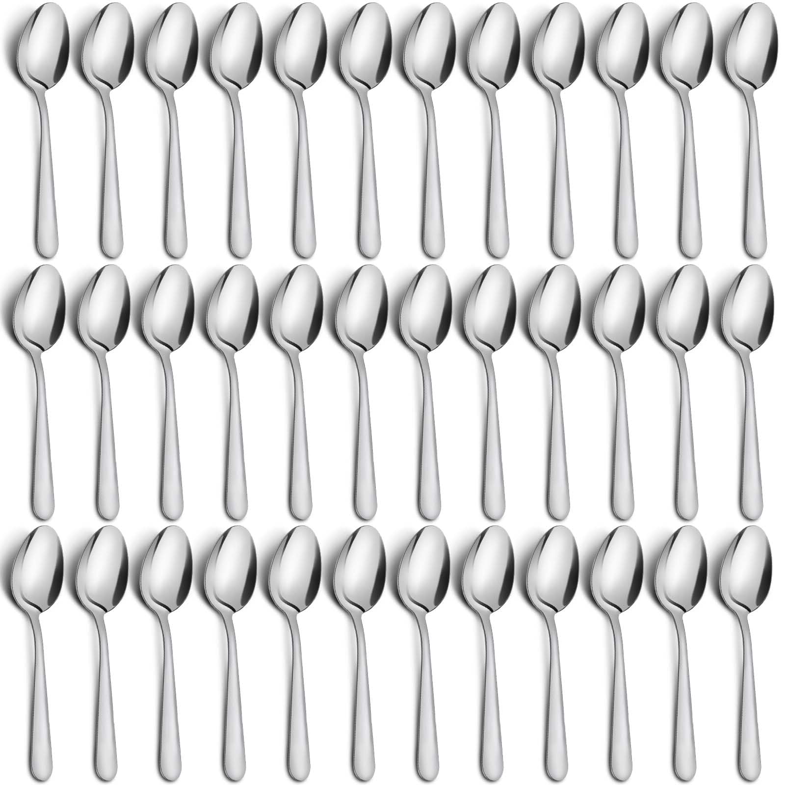 Funnydin 36-Piece Tea Spoons Set - 5.9" Stainless Steel Tea Spoon Silverware, Durable Small Spoons, Cost-effective Teaspoon Set of 36 for Home Kitchen Restaurant - Mirror Polished, Dishwasher Safe