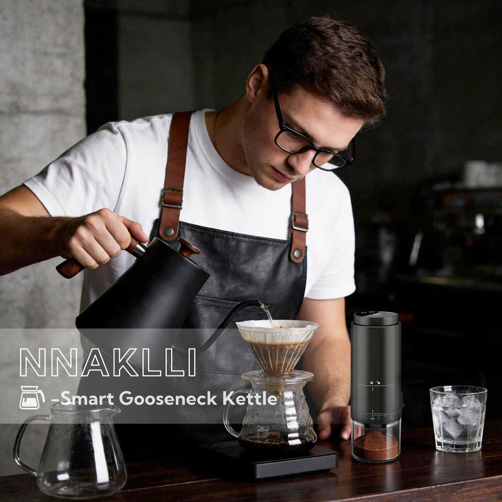 Smart Digital Electric Kettle with Variable Temperature Control, Stainless Steel Inner, 1200W Quick Heating Gooseneck Electric Kettles, Stylish Matte Finish for Coffee & Hot Beverages, 0.9L (Black)