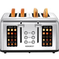 4 Slice Touch Screen Toaster with Wide Slots Stainless Steel Digital Toasters for Family Breakfast, Even Toasting for Bagel & Bread, Reheat Defrost Cancel, Removable Crumb Tray, Silver