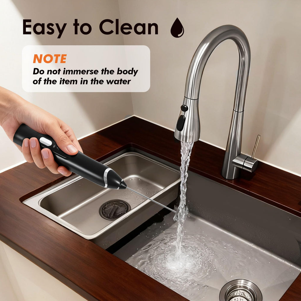 Rechargeable Milk Frother with Stand,Coffee Frother,Drink Mixer（Black)