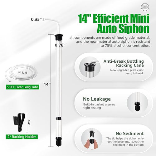 14” Wine Siphon-3/8” Racking Cane Auto Siphon for Wine Making with Airlocks