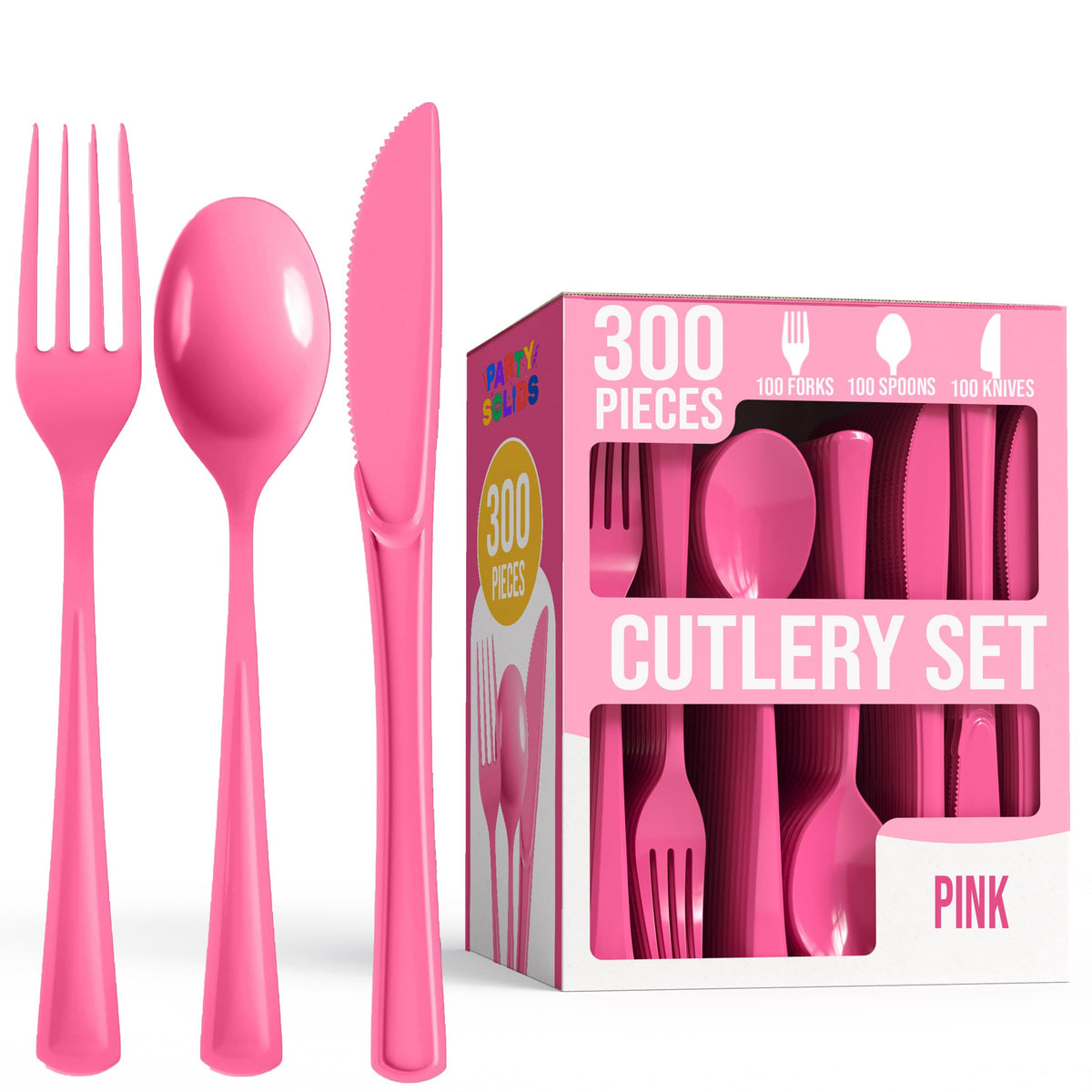 Party Solids Dark Blue Plastic Silverware 300 Pcs Dark Blue Cutlery Set