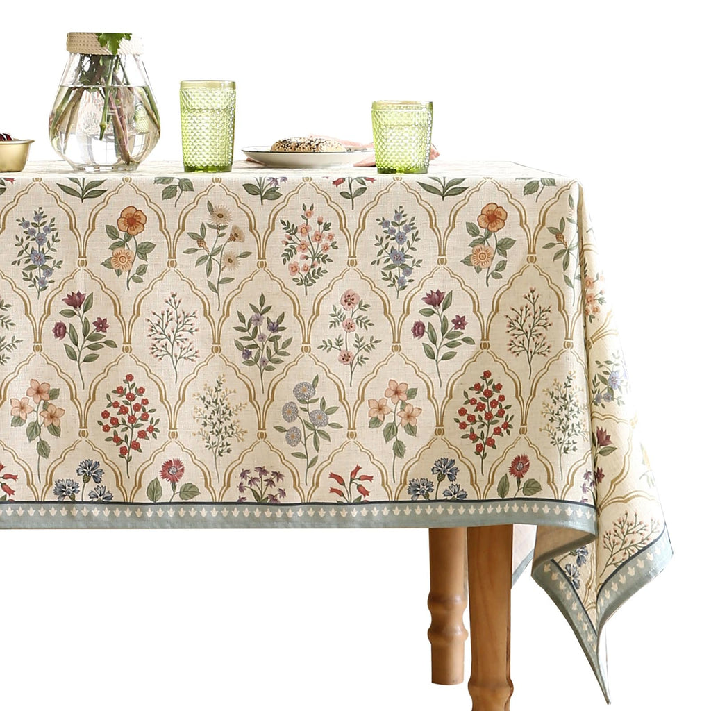 ISAENNE Designer French Linen Rectangular Tablecloth,102"x63"-Alvarado D