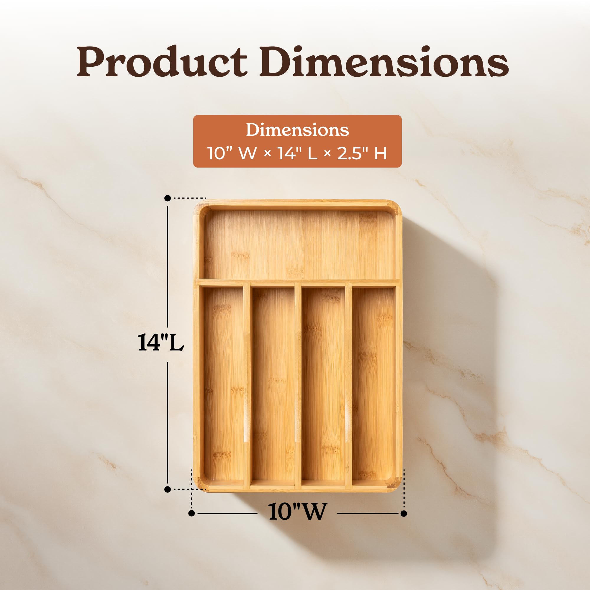 SMIRLY Silverware Drawer Organizer – Bamboo Kitchen Drawer Organizer, Adjustable Utensil Holder and Cutlery Tray, Drawer Dividers for Flatware and Kitchen Utensils