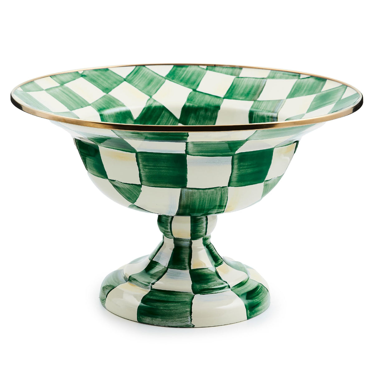 MACKENZIE-CHILDS Enamel Compote, Large, Pink-and-White Rosy Check