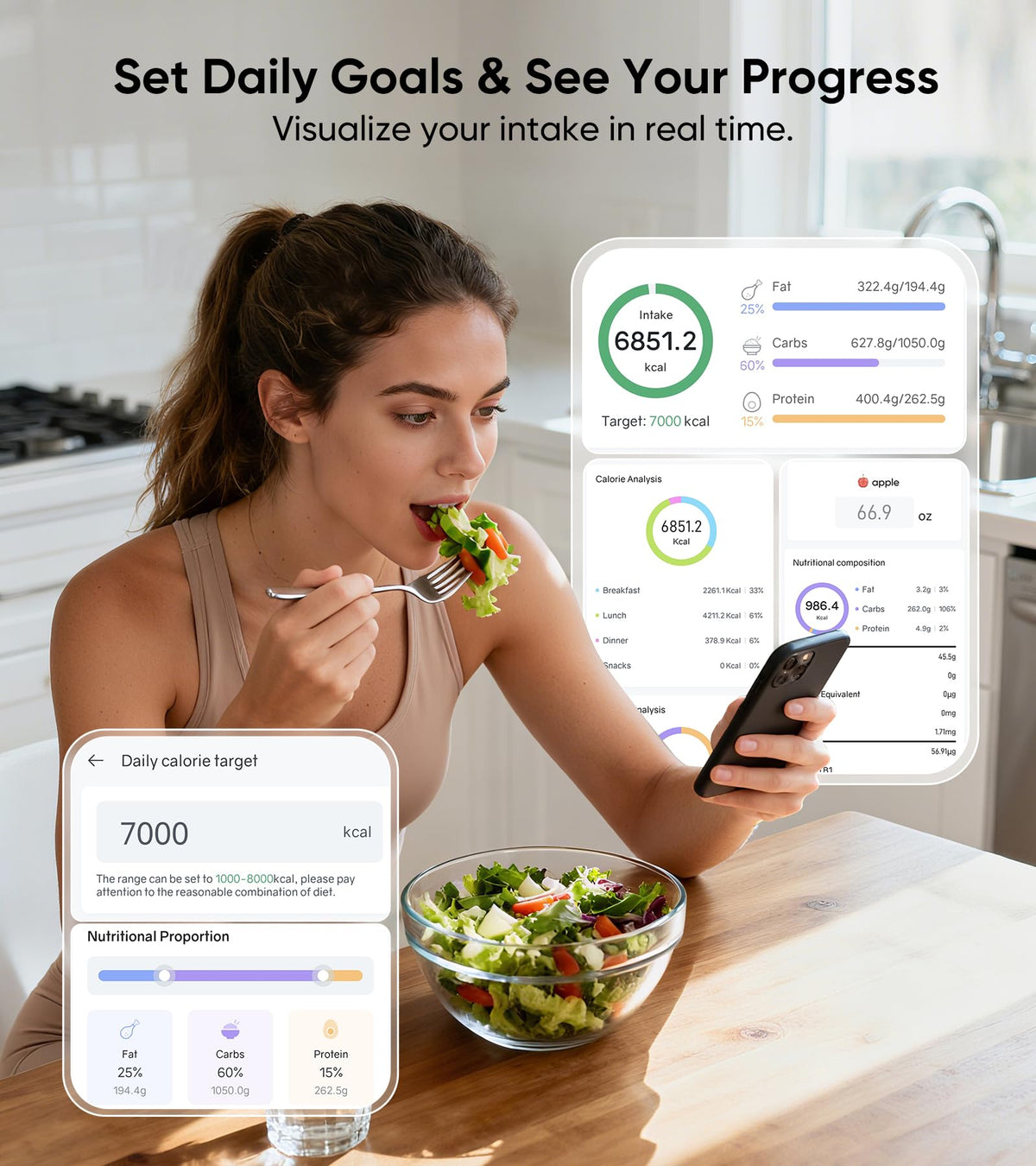 Food Kitchen Scale with Nutritional Calculator, Tracks 23 Nutrients