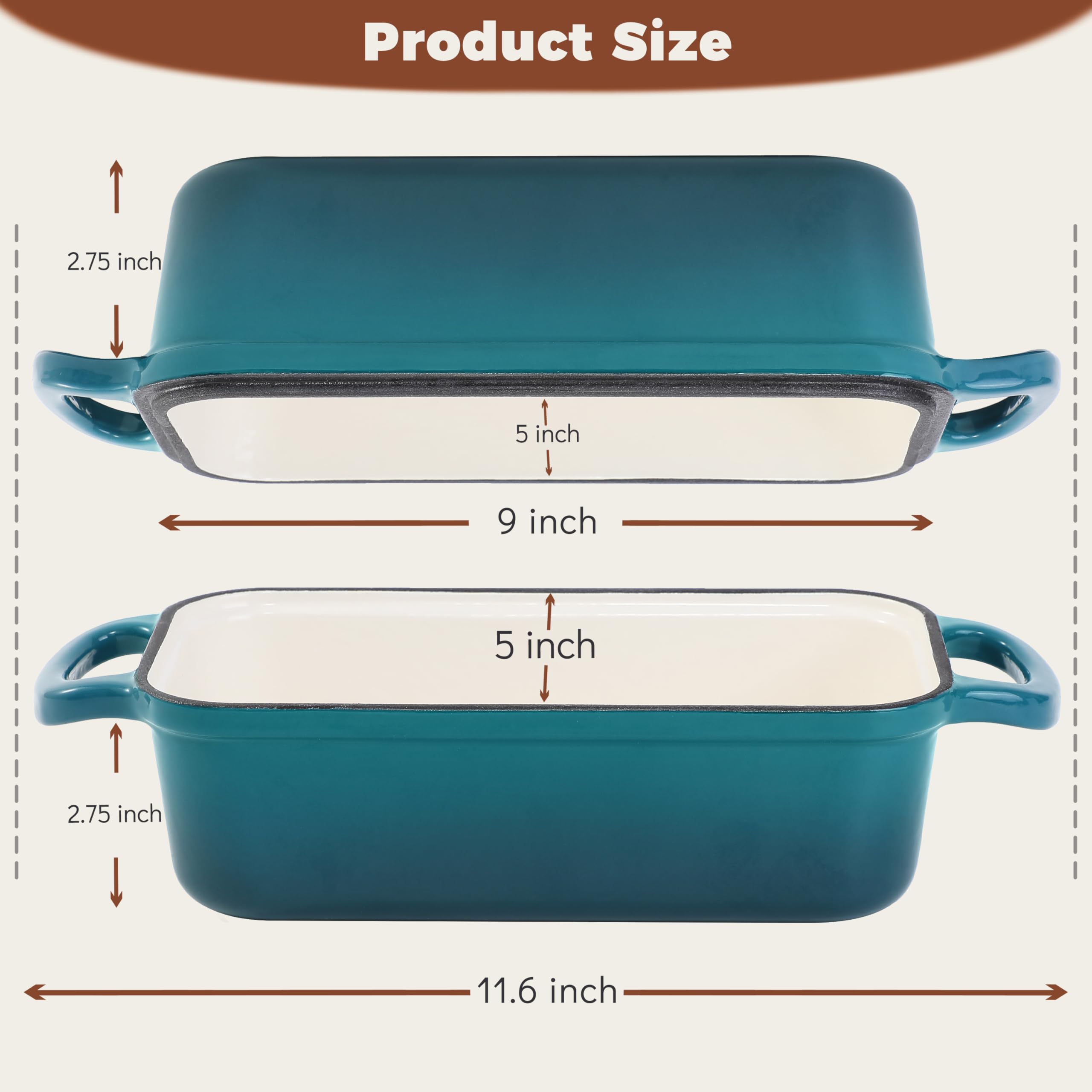 Articasting Cast Iron Loaf Pan with Lid, 9x5 Loaf Pans for Homemade Bread