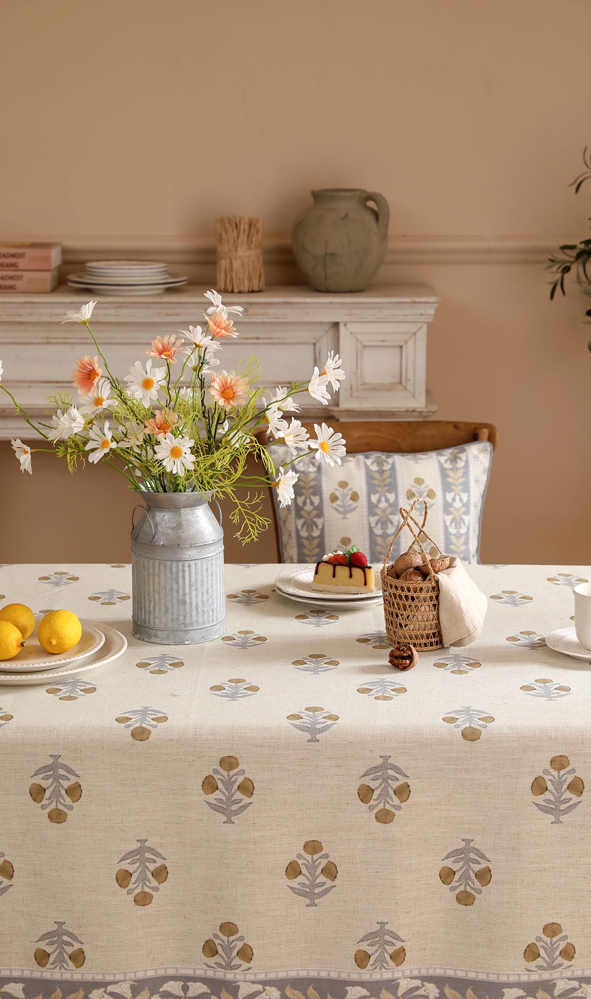 patdrea Vintage French Linen Tablecloth,Rectangular,110"x63"-Istana A