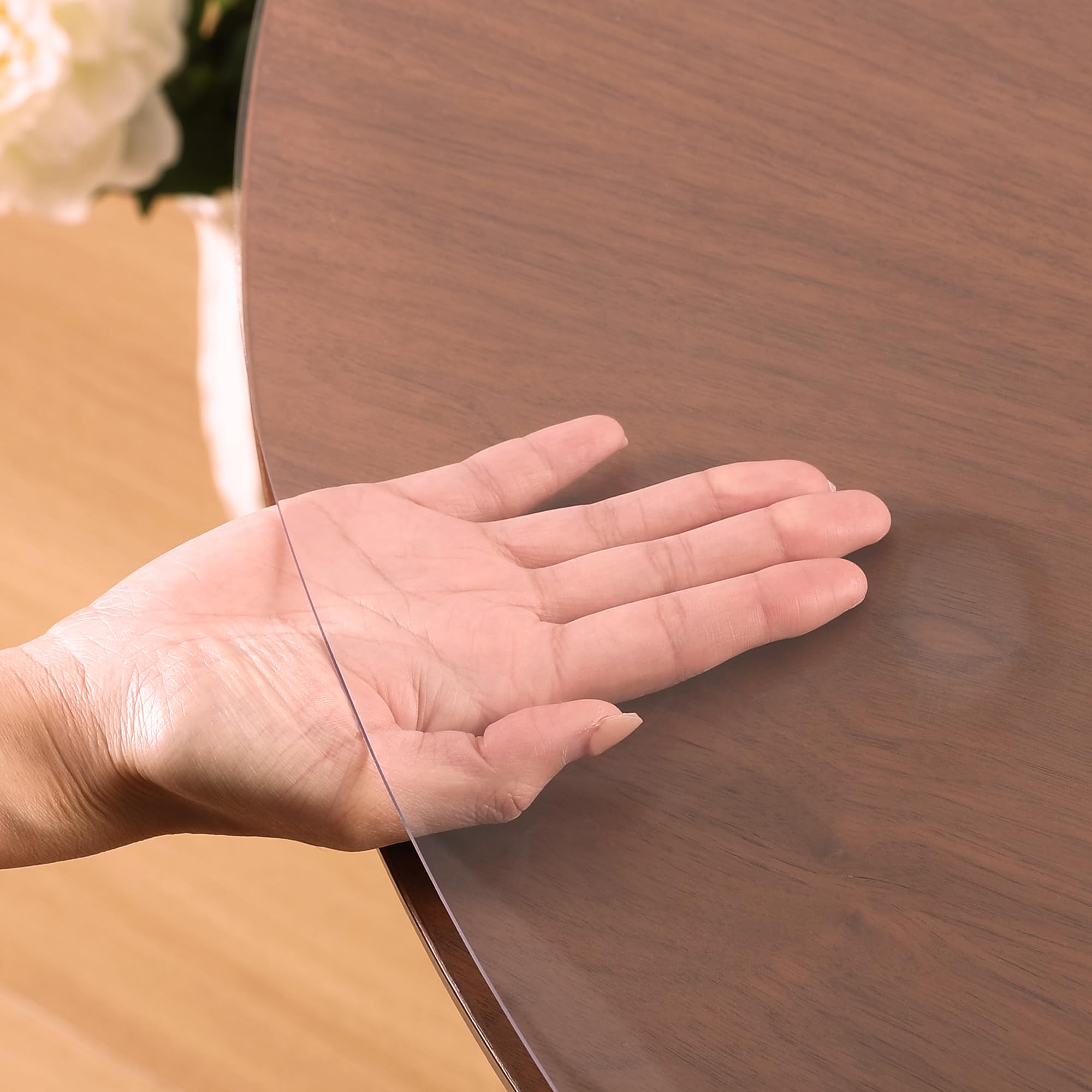 NAP2WELL Clear Round Table Cover Protector 40 Inch, 1.5mm Plastic Desk Mat