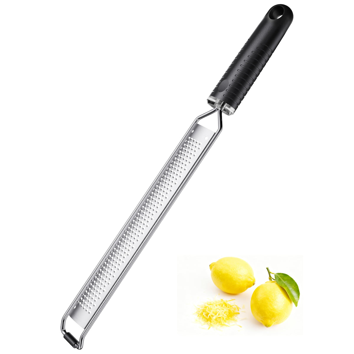 Cheese Grater with Slip-Free Grip, Lemon Zester for Gitrus fruits, Chocolate, Hard Cheeses