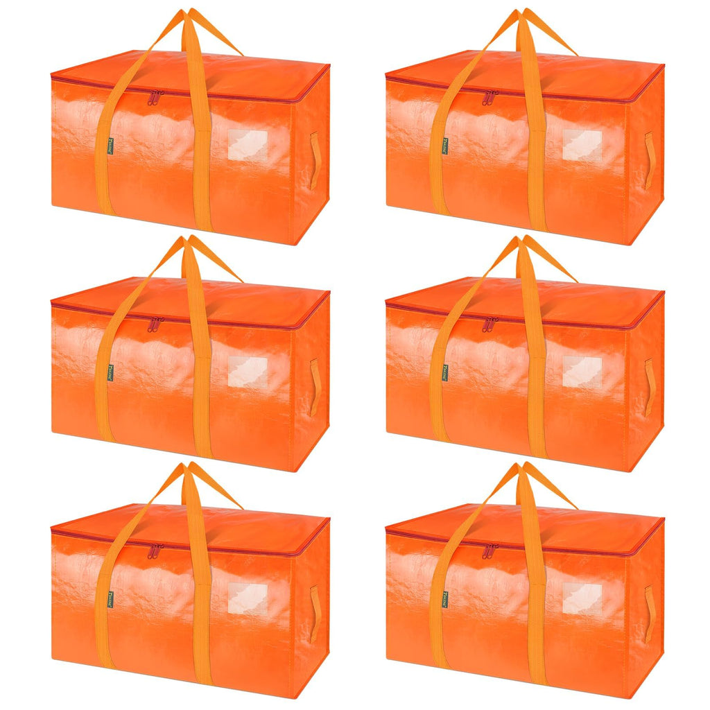 BALEINE 4-Pack Oversized Moving Bags with Reinforced Handles, Heavy-Duty Storage Tote Moving Supplies for Packaging, Camping (Blue w/Window, 4-Pack)