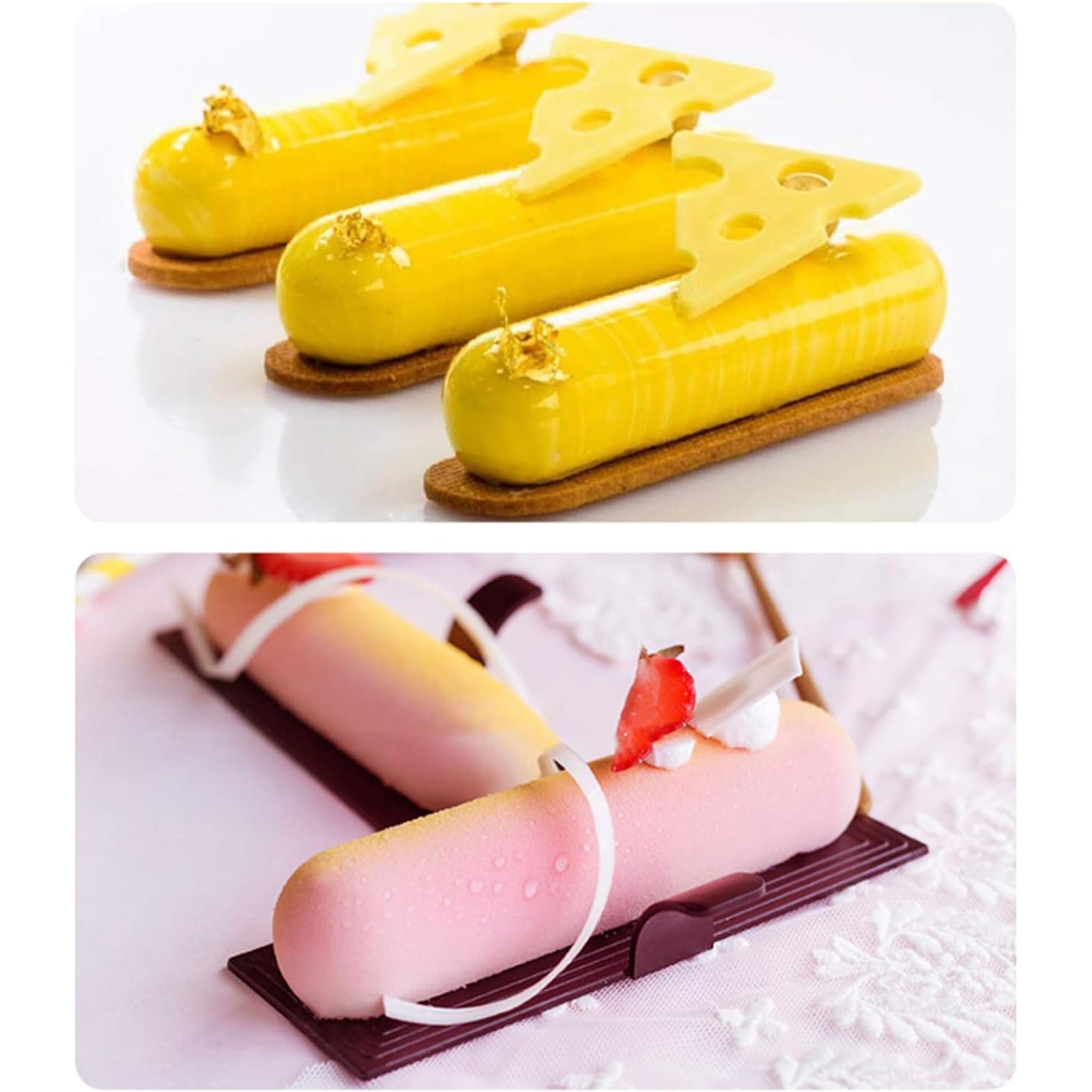OCPO KITCHEN Eclair Silicone Mold for Baking Mousse Cake Dessert Pastry Chocolate, Ice Cream Mould, Cake Decoration Mold, Fashion Eclair Shape (6-Cavity)