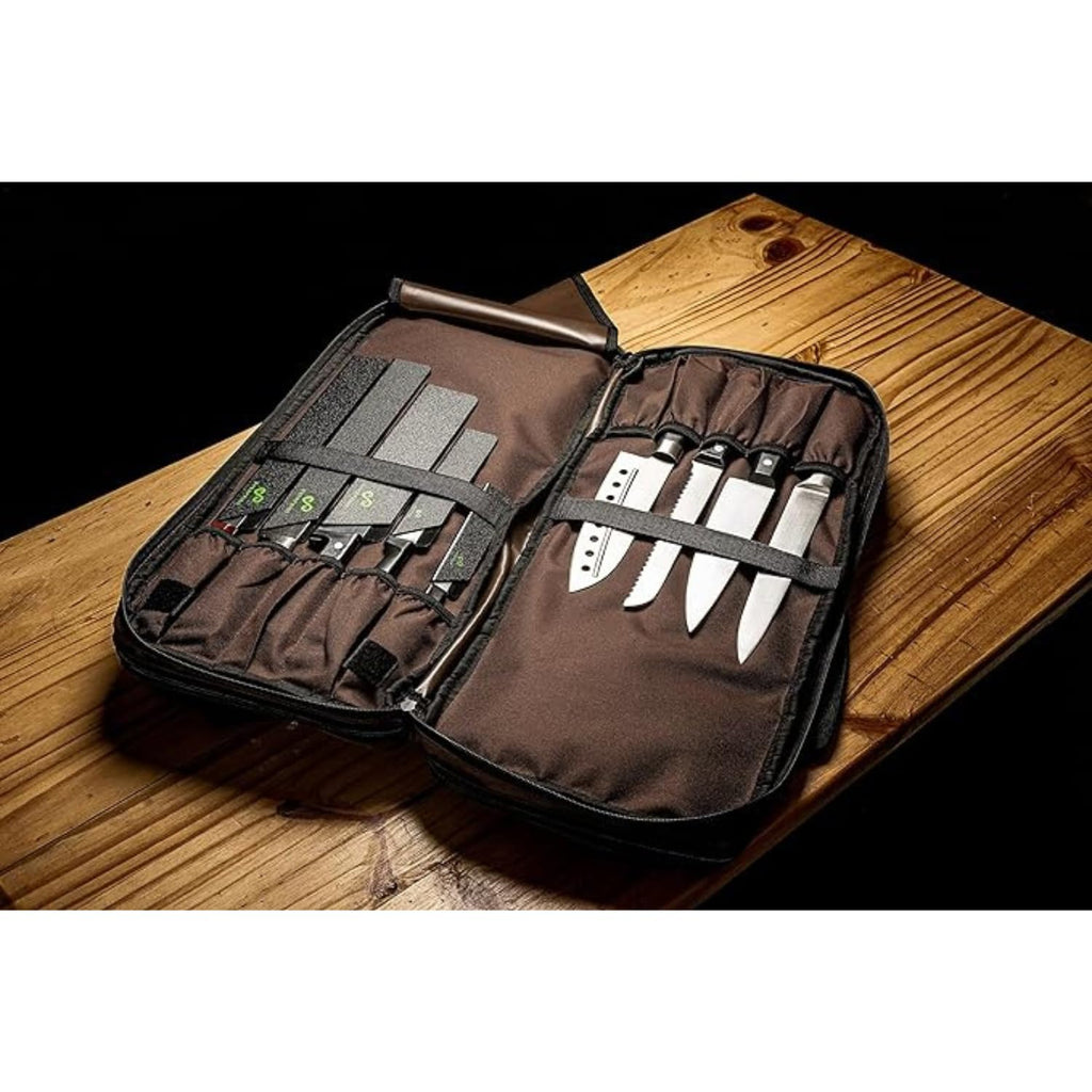 EVERPRIDE Chef Knife Bag Holds 20 Knives PLUS Large Zippered Compartment for Kitchen Tools – Durable, Large Knife Bag for Chefs – Professional Grade and makes a great gift!