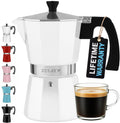 Zulay Moka Pot Espresso Stovetop Coffee Maker - Leak-Proof, Stainless Steel, Easy to Clean, Heat Resistant Handle & Knob - for Authentic Cuban & Italian Style Espresso - Makes 12 Espresso Cups - White