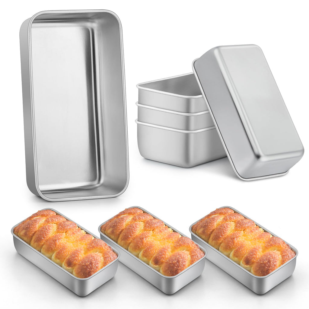 LIANYU Loaf Pan for Baking Bread, 9x5In Stainless Steel Bread Pan, 4 Pack