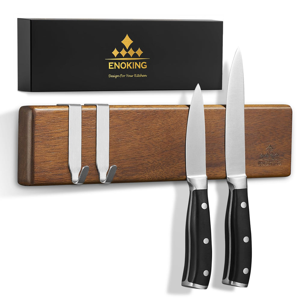 Magnetic Knife Holder for Wall, 10 Inch Acacia Wood Knife Strip, No Drill