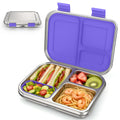 BABHAMNESS Stainless Steel Bento Box Kids, 3 Compartments Leak Proof Metal Bento Lunch Box, 304 Stainless Steel Bento Lunch Containers for School and Office,Dishwasher Safe, BPA-Free-Blue