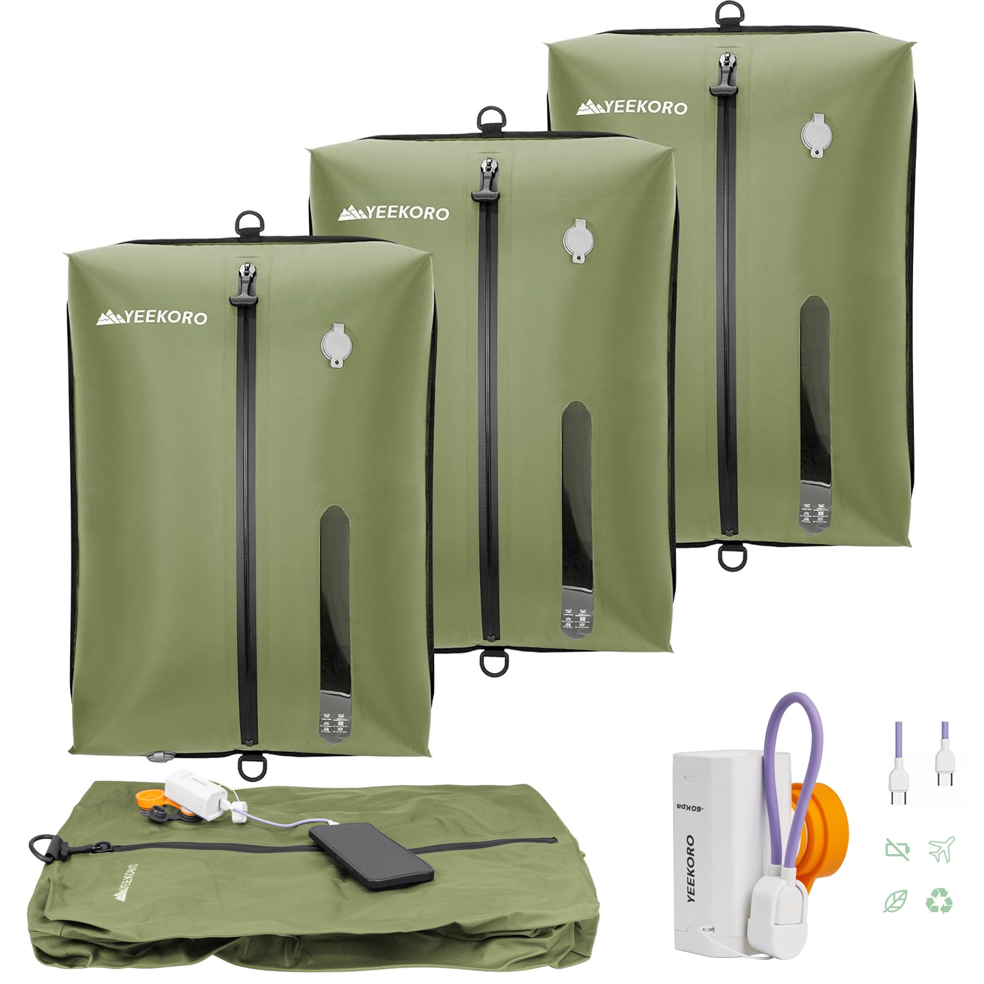 YEEKORO Vacuum Bag for Travel,IPX8 Waterproof Reusable Compression Bags