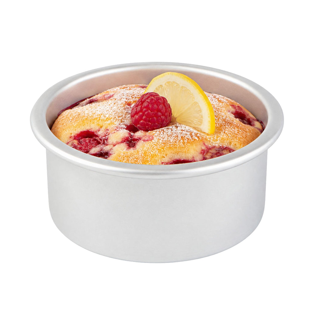 Restaurantware-Met Lux 4 x 2 Inch Straight-Sided Baking Tin, 1 Round Cake Pan - Oven-Ready, Freezable, Anodized Aluminum Round Baking Pan, Greaseproof, For Layer Birthday Cake