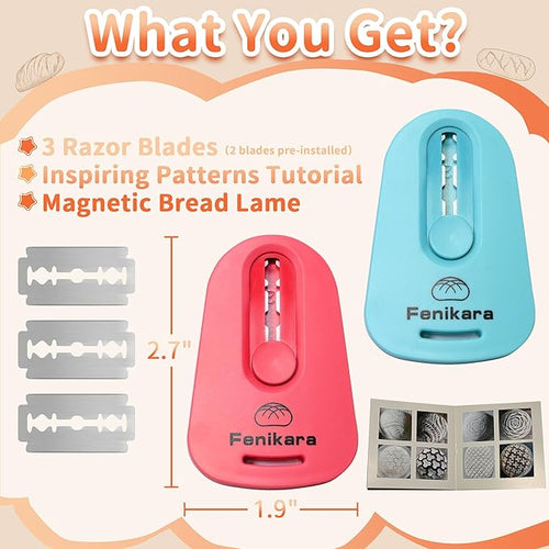 2PCS Upgraded Magnetic Sourdough Scoring Tool & Versatile Bread Scoring Tool- Professional Bread Lame for Sourdough Bread baking & Bread Making Tools - Scoring Patterns booklet & Razor Blades
