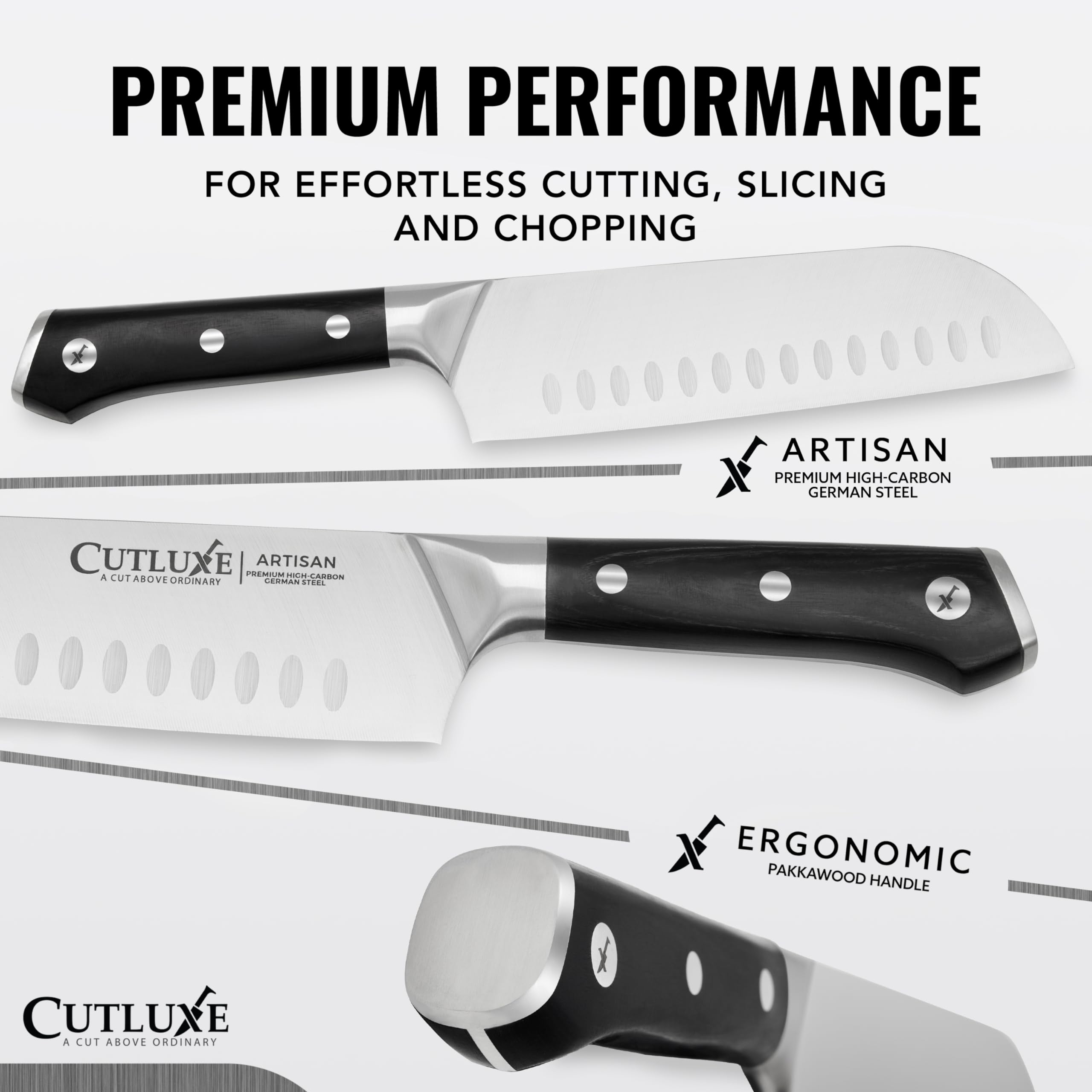 Cutluxe Chef Knife Set, 3-Piece Kitchen Knives – Razor Sharp German Steel