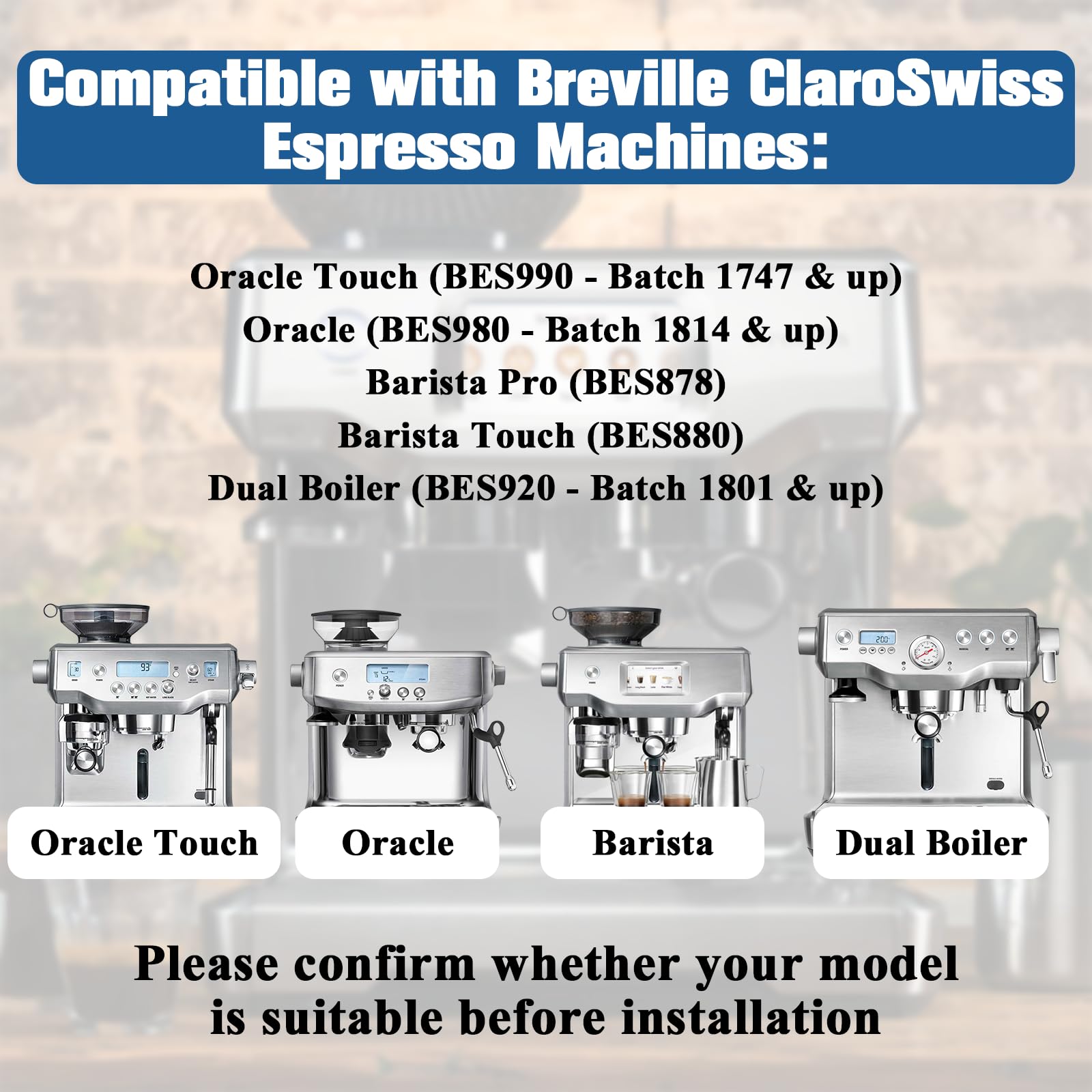 Water Filter Replacement for Breville Espresso Machine Barista Touch BES880